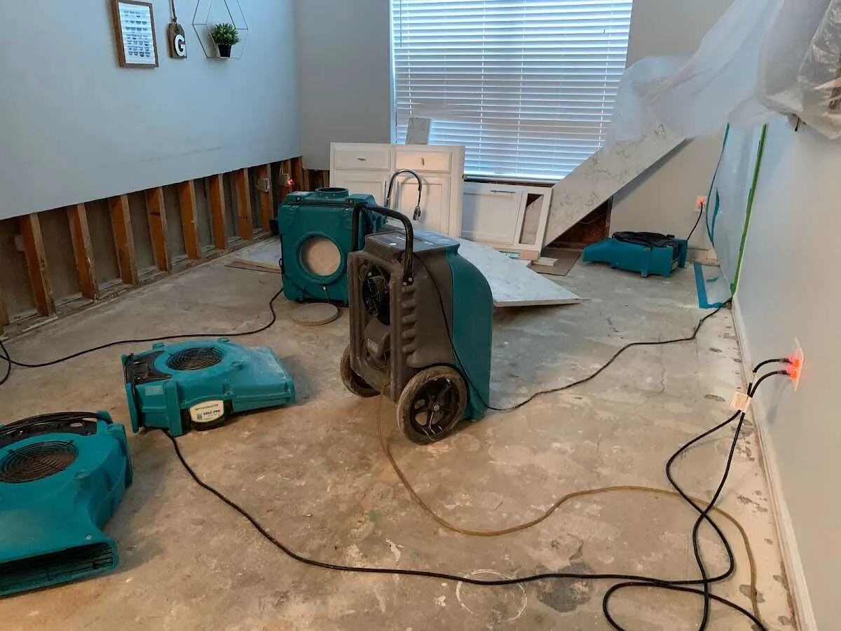 Dehumidifier in flood-cut room for Water Damage Restoration in Deltona